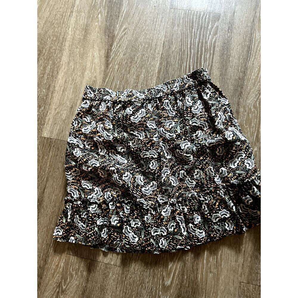 Rachel Zoe‎ Ruffle Floral Linen Skirt Sizel Large